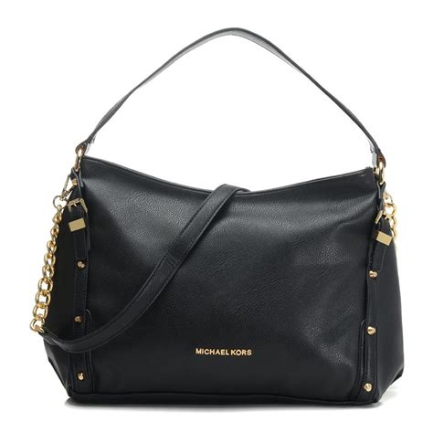 michael kors leigh stud large black shoulder bags|Michael Kors shoulder purse.